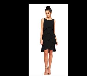 SLNY Tiered Sleeveless Black Cocktail Dress Size 10 NWT